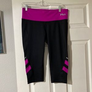 fila sport cropped leggings pink and black